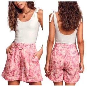 Faithfull the Brand Pink and White Tie Dye Linen Shorts Size Medium (M)